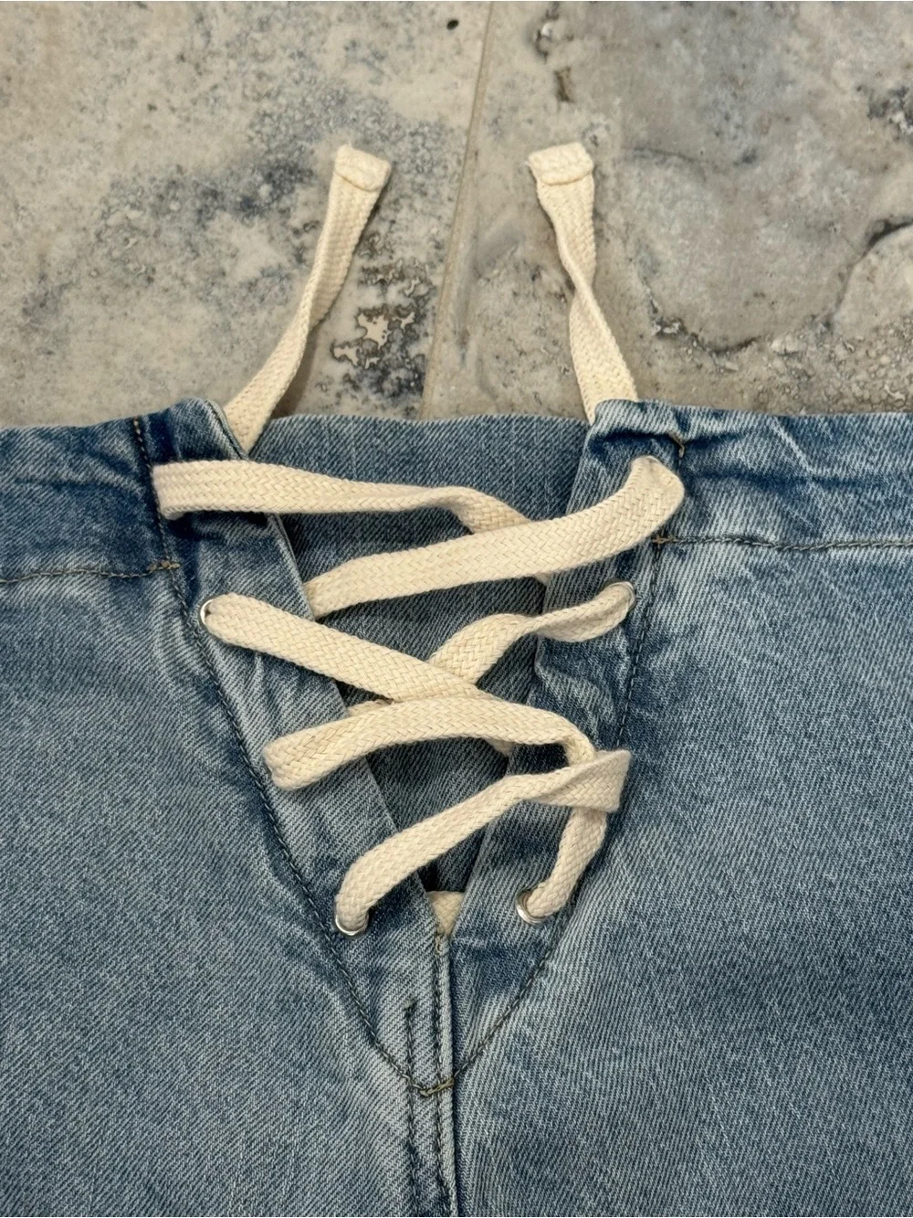 BDG Y2K Light Blue Lace-Up Flare Jeans